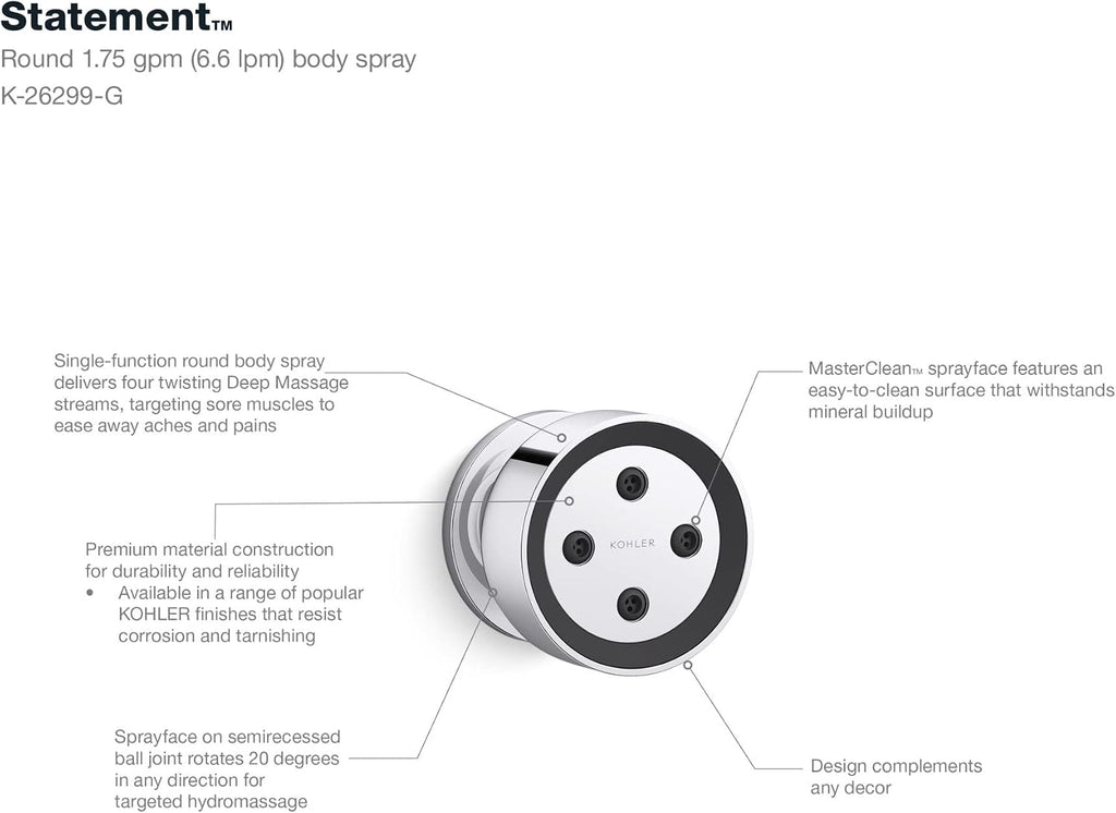 KOHLER STATEMENT™ ROUND DEEPMSG BODY SPRAY G