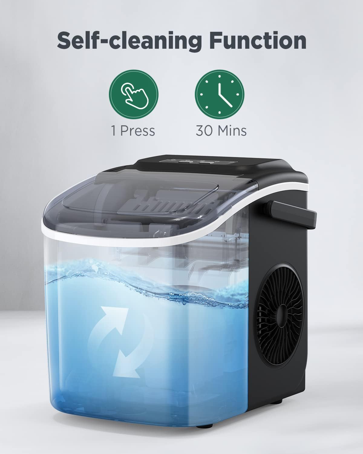 Ice Makers Countertop - Silonn Portable Ice Maker Machine for Countertop, Make 26 lbs Ice in 24 hrs, 2 Sizes of Bullet-Shaped Ice with Ice Scoop and Basket