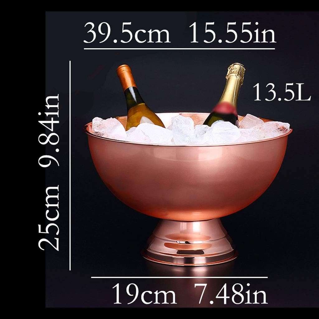 Ice Bucket Stainless Steel Champagne Basin Home Restaurant Champagne Wine Cold Bar Beer Cocktail Ice Bucket Large Fruit Plate Ice Buckets for Parties (Gold)