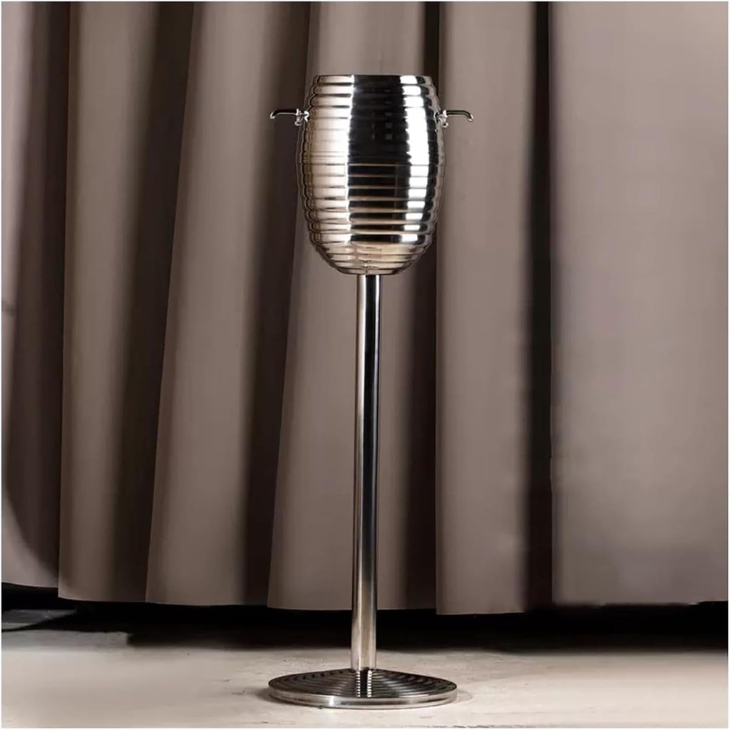 Ice Bucket with Stand， Stainless Steel 5L Standing Ice Bucket for Party Bar Ktv Wedding Club BBQ Home