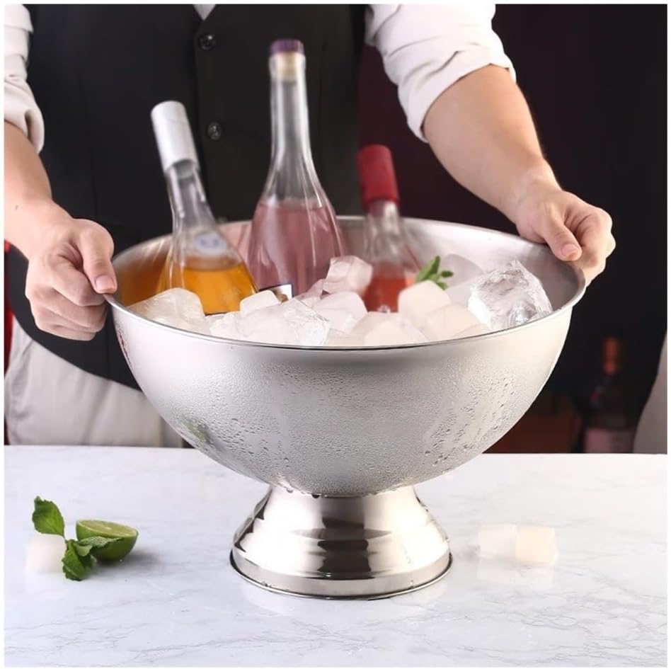 Ice Bucket, 13.5L Stainless Steel Insulated Metal Ice Bucket, Large Ice Buckets for Parties, Beverage Tub/Ice Bucket Champagne Buckets for Business and Family Party Ice Buckets For Parties(Silver)