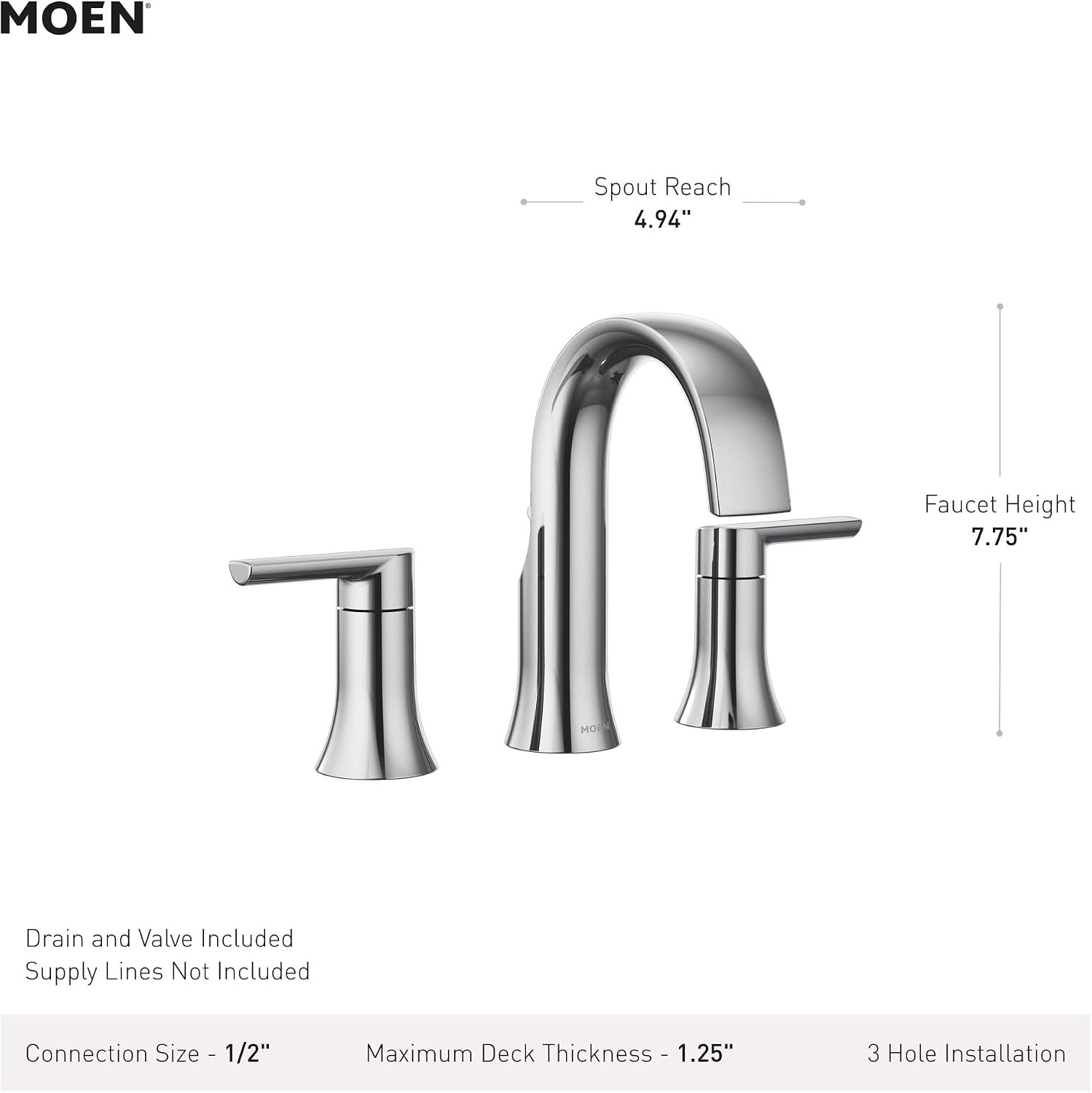 Moen Doux Brushed Nickel Two-Handle Adjustable Widespread Modern Bathroom Faucet Trim Kit, Valve Included, TVS6925BN