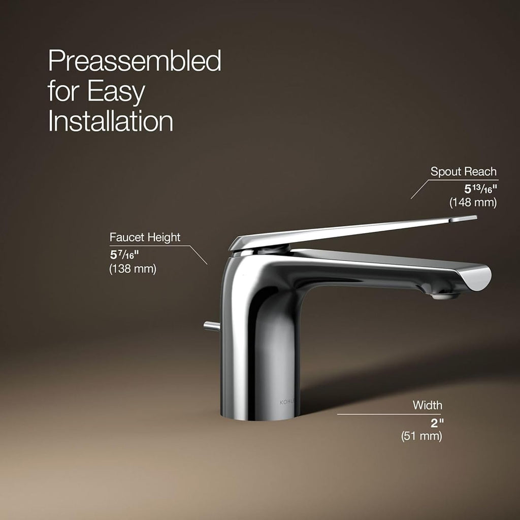 KOHLER K-97345-4N-CP AVID™ Single-Handle Faucet, 0.5GPM