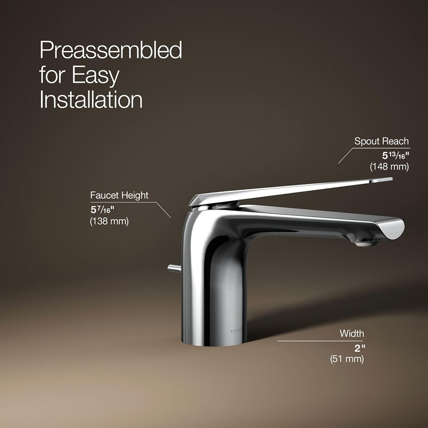 KOHLER K-97345-4N-CP AVID™ Single-Handle Faucet, 0.5GPM