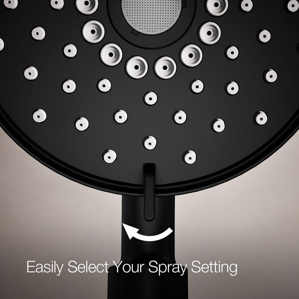 KOHLER 23219-BL Purist 2-in-1 Multi Function Shower Kit includes SHOWERHEAD & HAND SHOWER, Full Coverage Spray & Rotating Rail, Matte Black, 2.5 GPM
