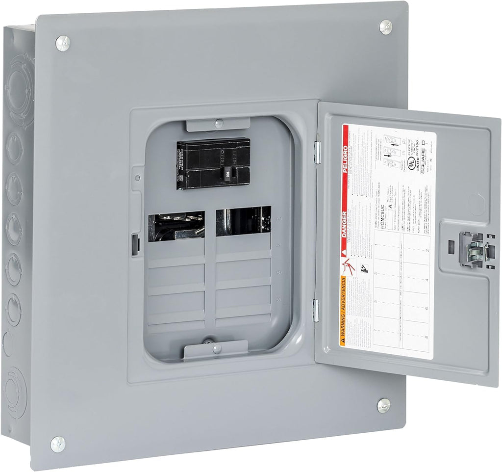 Square D - HOM816M100PC Homeline 100 Amp 8-Space 16-Circuit Indoor Main Breaker Load Center with Cover (Plug-on Neutral Ready),