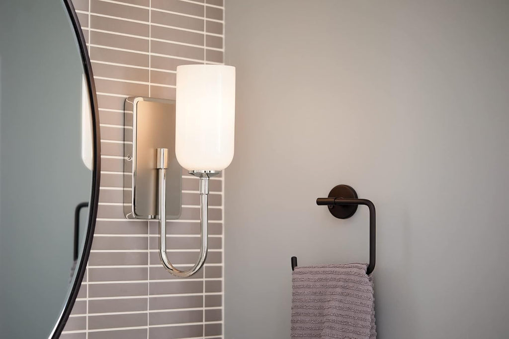 Kichler Solia 13.5' 1 Light Wall Sconce with Opal Glass in Polished Nickel with Stain Nickel