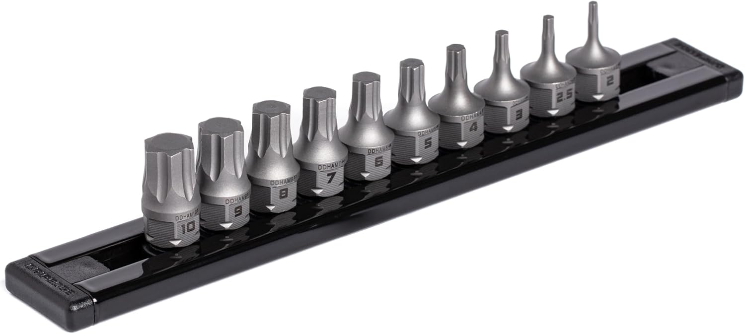 GripEdge |10-PC RPT 1/4'' Drive Low Profile Metric Hex Dual Action Driver Set| Includes sizes - 2mm, 2.5mm, 3mm, 4mm, 5mm, 6mm, 7mm, 8mm, 9mm & 10mm | Includes Premium Aluminium Rail |