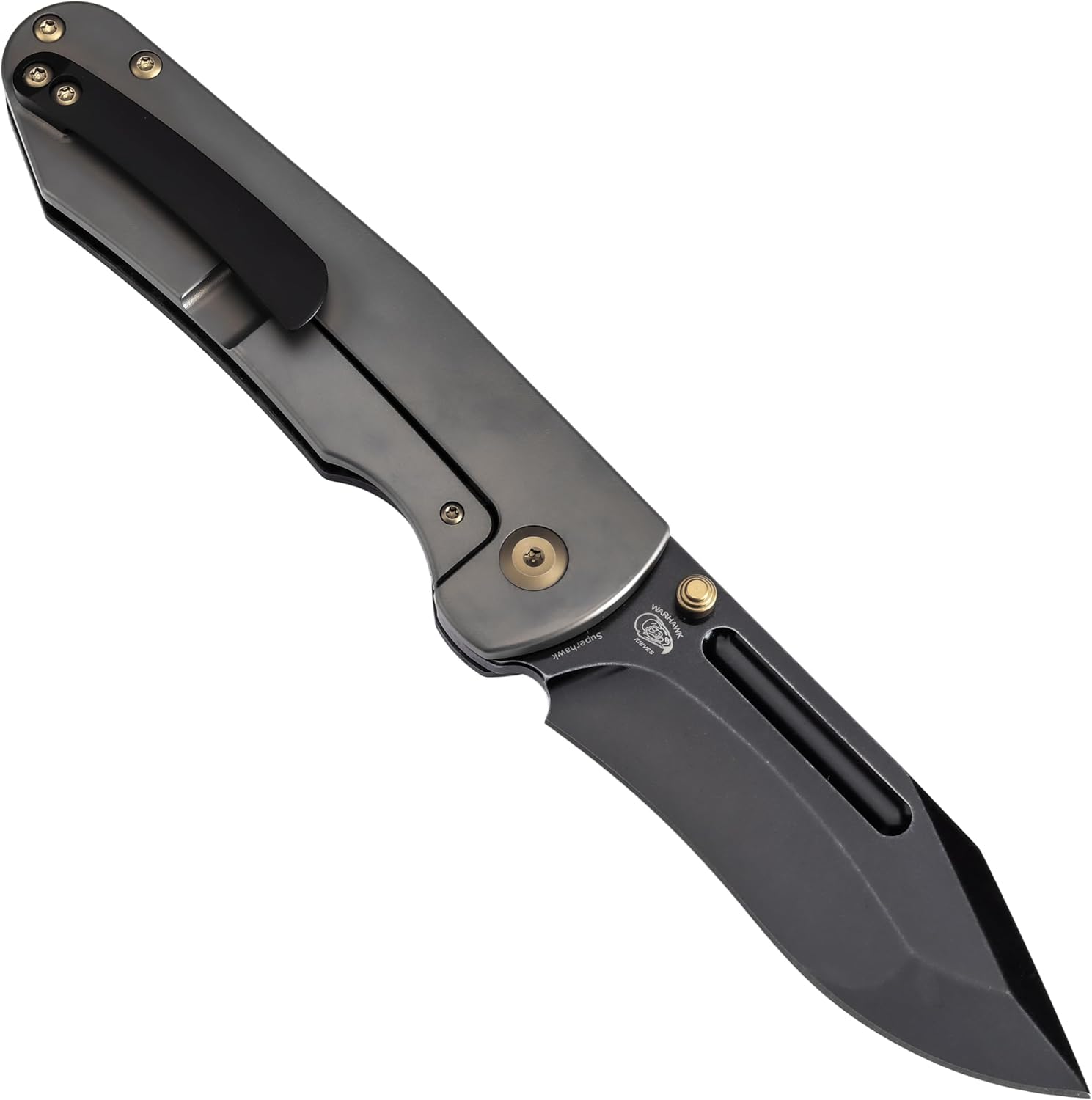 KANSEPT Superhawk Pocket Knives, 3.89'' Blackwash CPM S35VN Steel Sharp Blade, Titanium and Shred Carbon Fiber Handle, Thumb Stud for Edc and Outdoor, 9.03'' Camping Folding Hiking Knive K1084B2