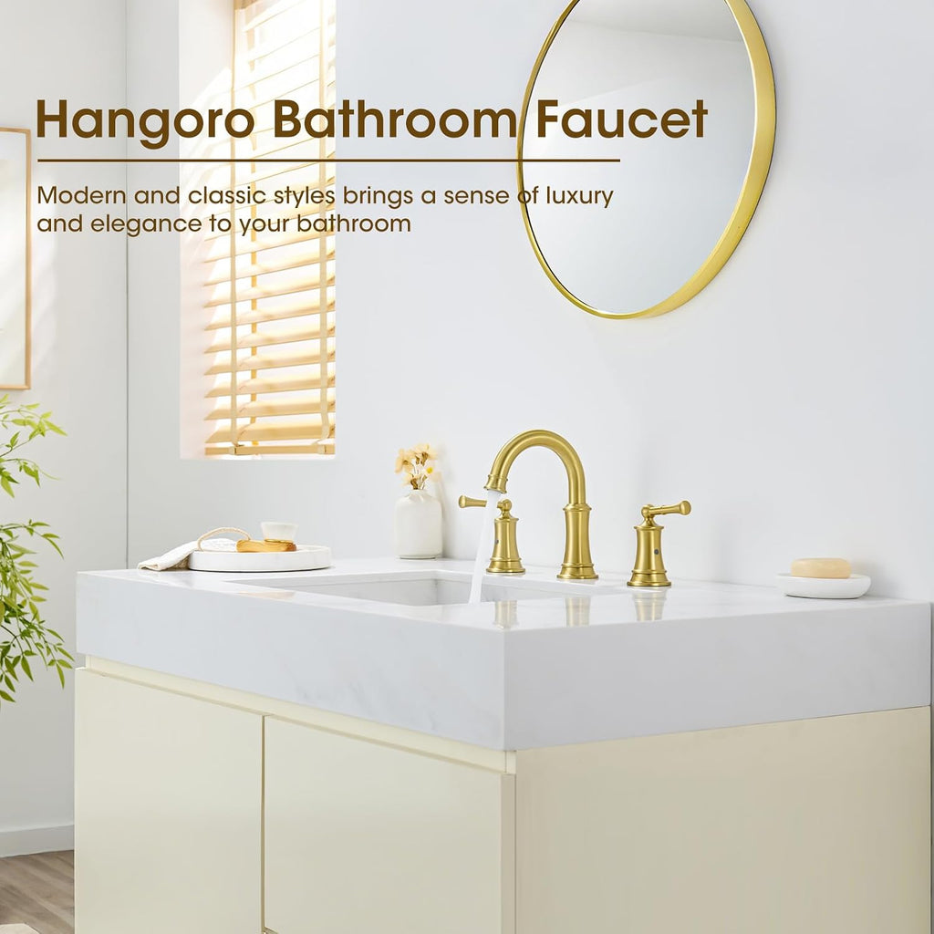 Sink Bathroom Fauce Solid Brass, Complete with Pop-Up Drain Assembly and cUPC Supply Lines for Widespread Vanity, Lavatory, and RV Sinks