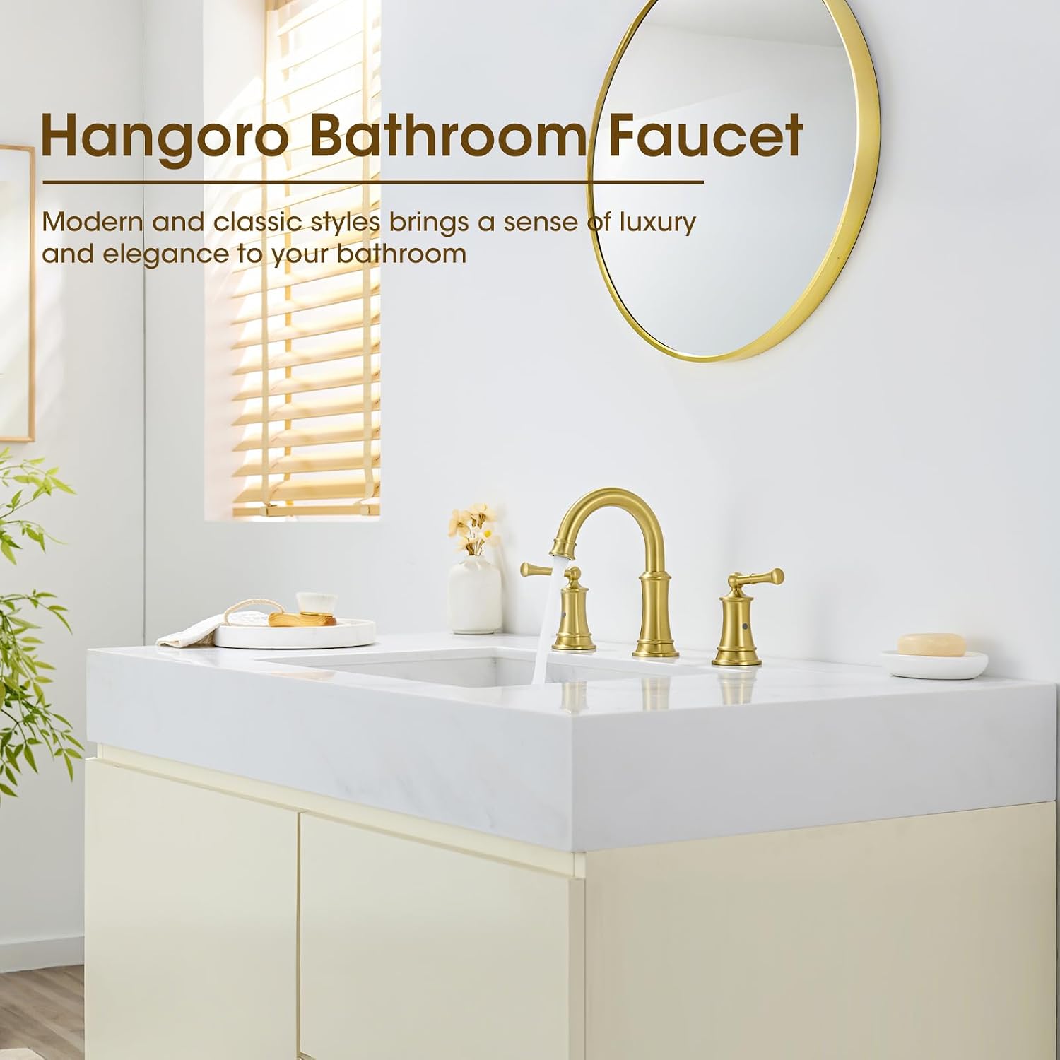 Sink Bathroom Fauce Solid Brass, Complete with Pop-Up Drain Assembly and cUPC Supply Lines for Widespread Vanity, Lavatory, and RV Sinks