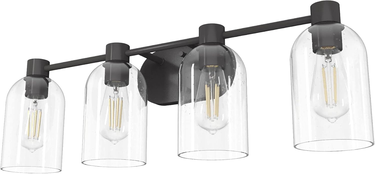 Hunter - Lochemeade 4-light Noble Bronze, Medium Size Vanity Light, Dimmable, for Bedrooms, Kitchens, Foyers, Bathrooms - 19713