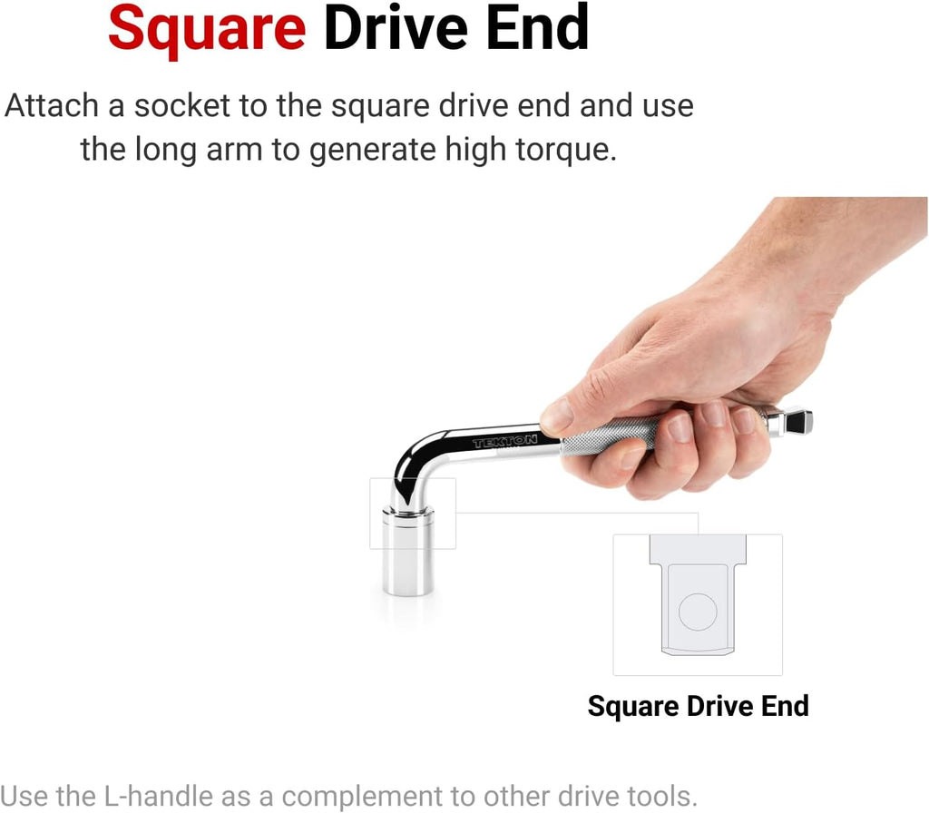 TEKTON 3/8 Inch Drive Non-Quick-Release Comfort Grip Ratchet, L-Handle, and Breaker Bar Set (10-Piece) | SDR99104