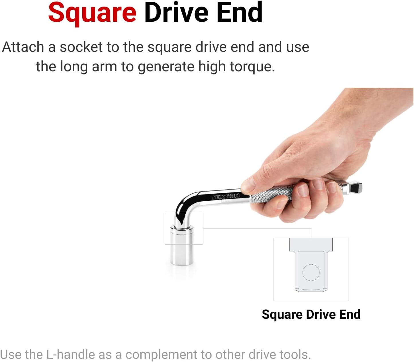 TEKTON 3/8 Inch Drive Non-Quick-Release Comfort Grip Ratchet, L-Handle, and Breaker Bar Set (10-Piece) | SDR99104