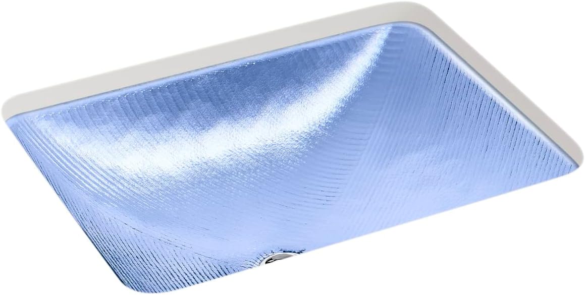 KOHLER K-28823-TG6 ARTIST EDITIONS Yepsen Collection Glass Undermount Bathroom Sink 17'' x 13''Rectangle Basin Trans Sapphire