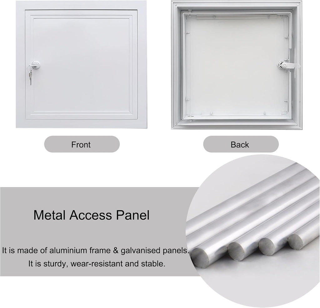 Lockable Aluminum Alloy Access Panel with Keys – 10x14in Custom Attic Door Cover for Drywall & Plumbing, Concealed Service Hole for Easy & Secure Access