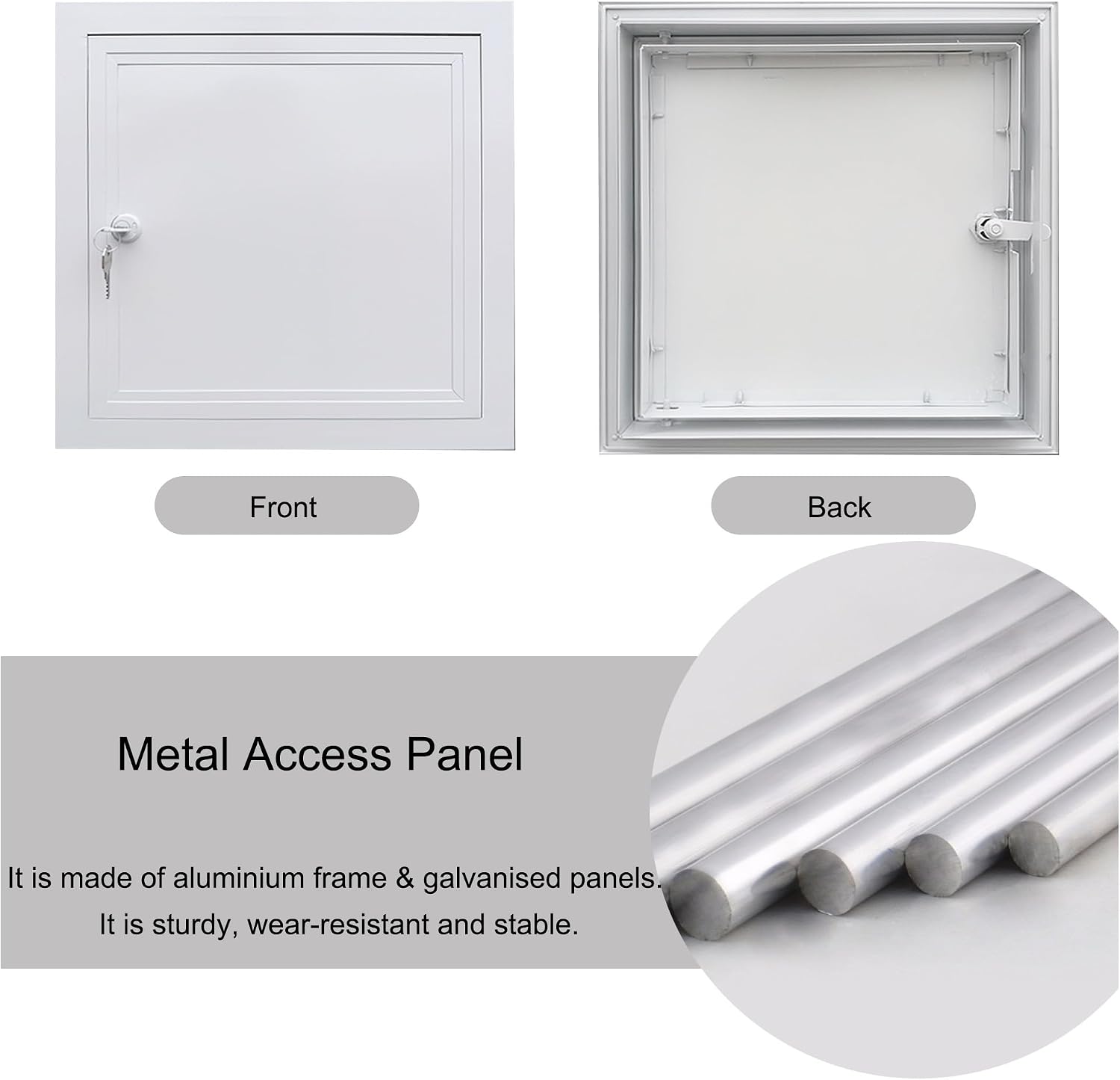Lockable Aluminum Alloy Access Panel with Keys – 10x14in Custom Attic Door Cover for Drywall & Plumbing, Concealed Service Hole for Easy & Secure Access