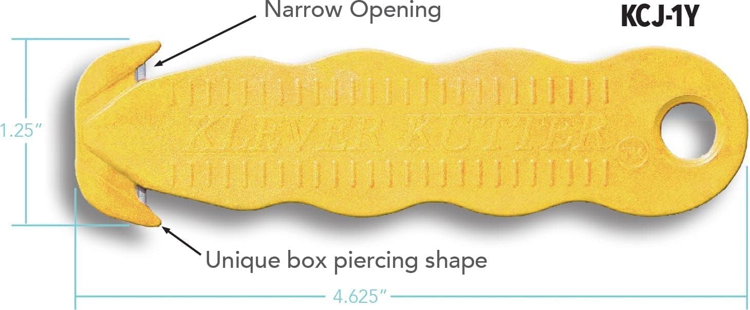 100 Pack Klever Kutter Safety Box Cutter Utility Knife With Carbon Steel Blade - Utility Knife Cardboard Cutter Value Pack - Safety Package Opener Tool Box Cutter Safex (100pcs, Yellow)