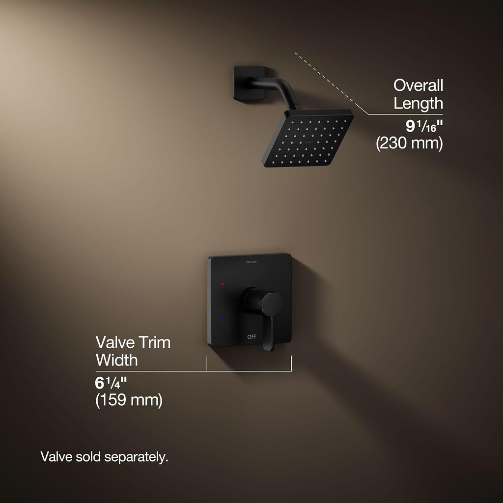 KOHLER TS23503-4G-BL Parallel Rite-Temp Shower Trim Kit with Lever Handle, Shower Head and Trim Set, 1.75 GPM, Matte Black