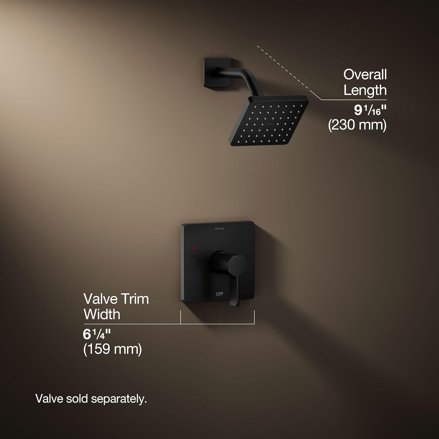 KOHLER TS23503-4G-BL Parallel Rite-Temp Shower Trim Kit with Lever Handle, Shower Head and Trim Set, 1.75 GPM, Matte Black