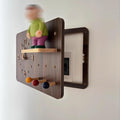 Electrical Panel Cover Flip-Up Electric Meter Box with Adjustable Hooks, Wooden Electric Panel Cover Decorative, Fuse Box Cover Cabinet for Living Room Entrance(Brown,W40 x L50 cm (15.8 x 19.7 in))