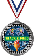 Crown Awards 2.75' Track & Field Medal Award, Silver Vega Track & Field Team Trophy Award Includes Free Neck Ribbon Prime