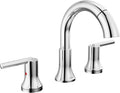 Delta Faucet Trinsic Pull Down Bathroom Faucet, Bathroom Pull Out Faucet, Chrome Widespread Bathroom Faucet 3 Hole with Pull Down Sprayer, Bathroom Sink Faucet Magnetic Docking, Chrome 3559-PD-DST