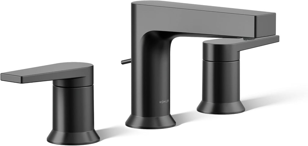 Kohler K97100-4-BL Taut 1.2 GPM Widespread Bathroom Faucet with Pop-Up Drain Assembly Matte Black