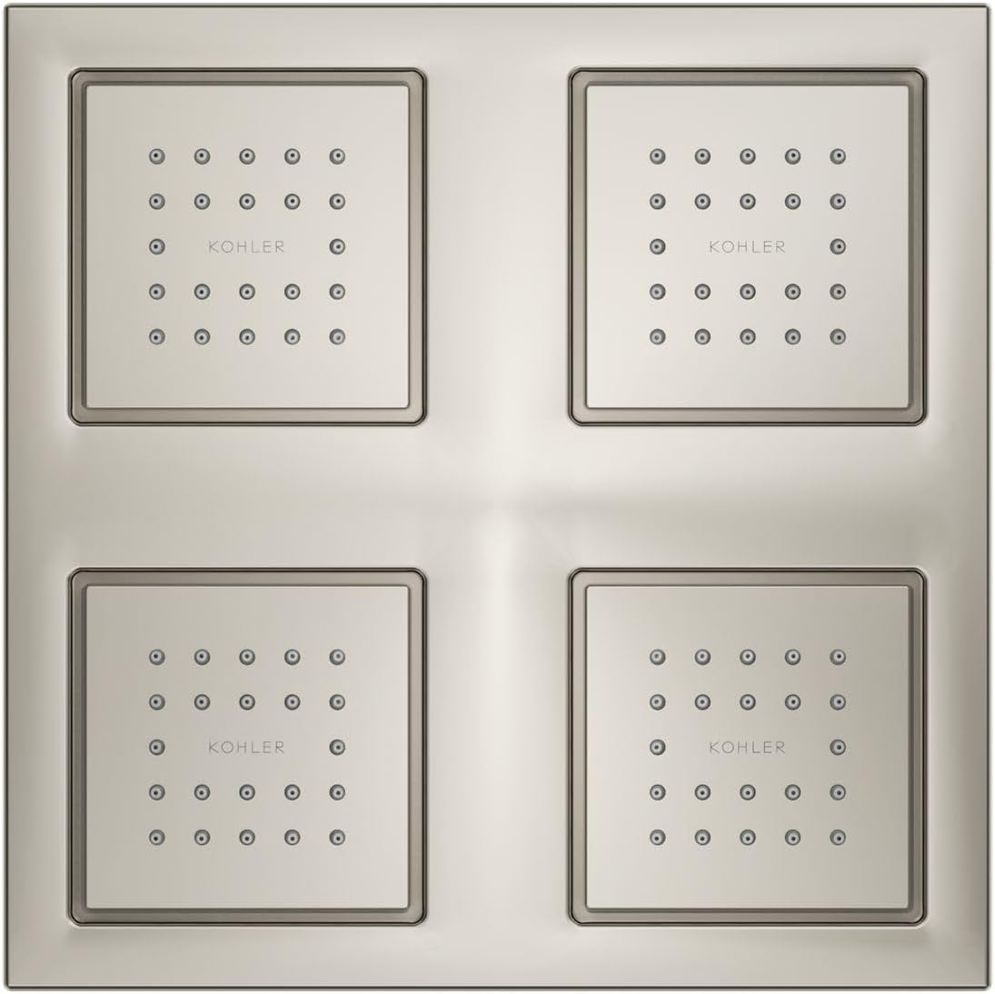 Kohler 98740-SN WaterTile® Rain Overhead shower panel with four 22-nozzle sprayheads, Vibrant Polished Nickel