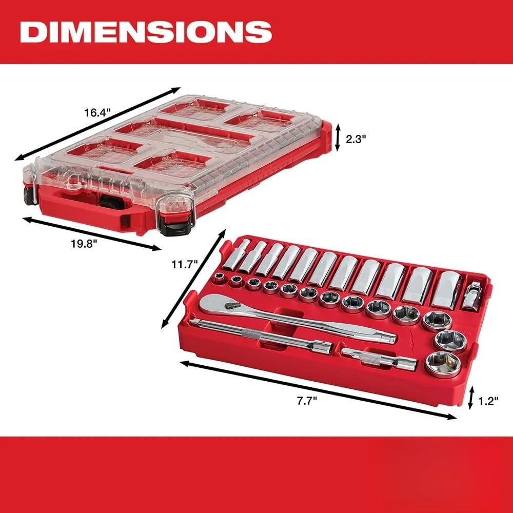 New 48-22-9481 Ratchet Wrench Set for Milwaukee 3/8 Ratchet Mechanics Tool Set w/Packout Case - 28pc
