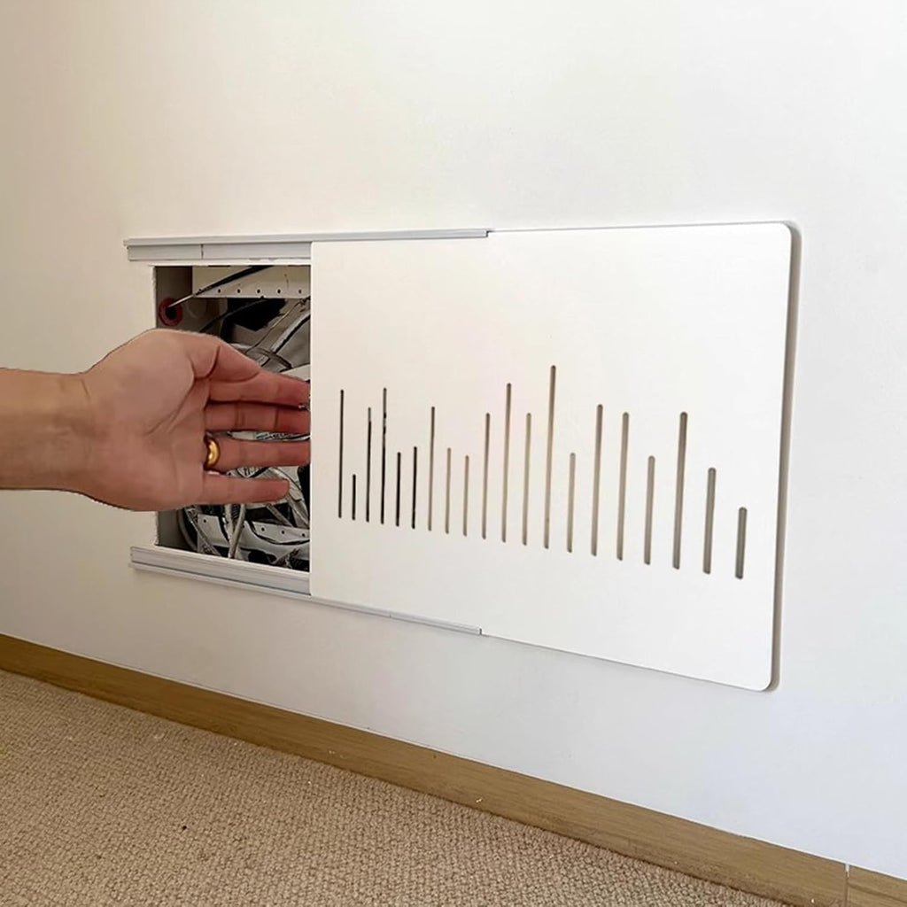 Electrical Panel Cover Sliding Power Distribution Box Protective Lid, Self Adhesive Electric Meter Box Wall Art, Breaker Box Cover Decorative for Home Office Hotel(White E,60 x 50 cm/23.6 x 19.7 in)