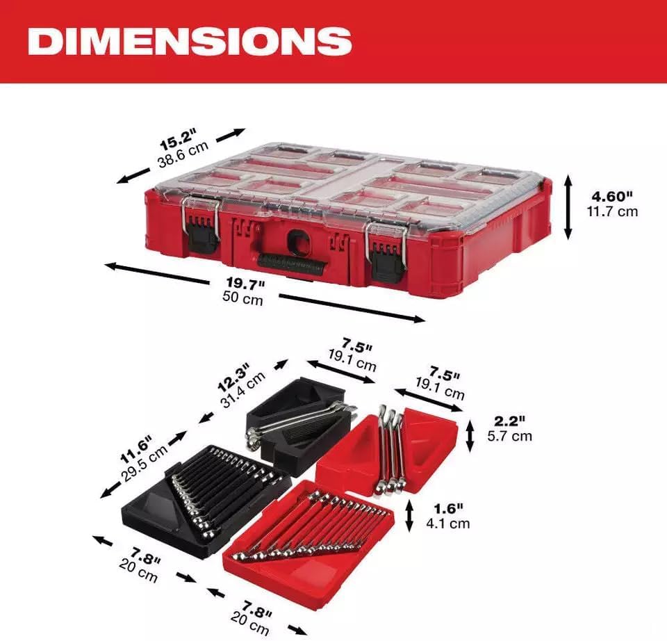 Fits for Milwaukee 48-22-9485 Metric/SAE Combination Wrench Set w/PACKOUT - 30 PC