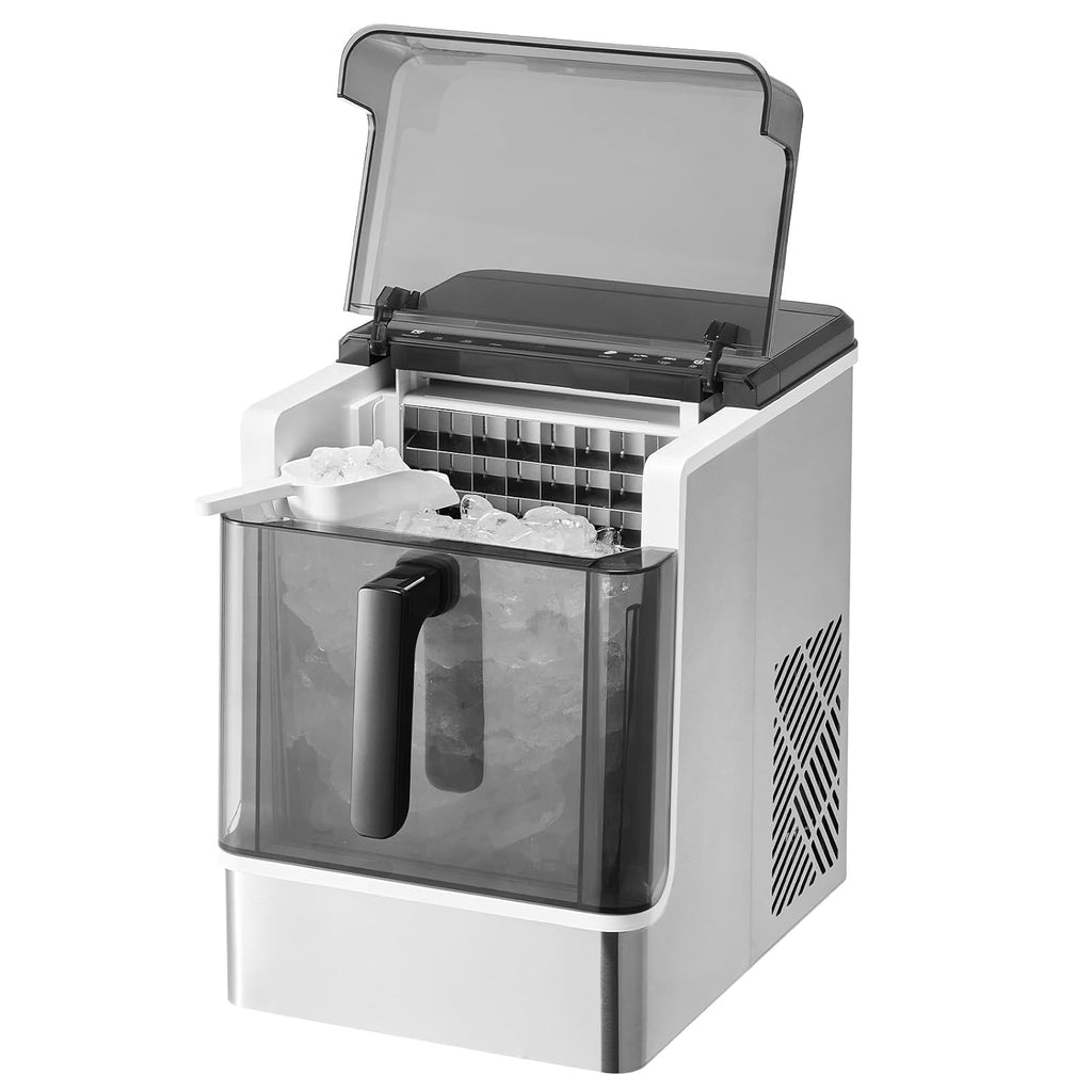 VEVOR Countertop Ice Maker, 32 Cubes Ready in 15 Mins, 46lbs in 24Hrs, Self-Cleaning Portable Ice Maker with Convenient Ice Transfer, Ice Machine with 2 Sizes Ice Cube for Home Kitchen Office Party