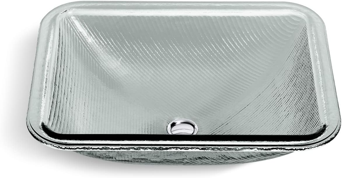 KOHLER K-28823-TG8 ARTIST EDITIONS Yepsen Collection Glass Undermount Bathroom Sink 17'' x 13''Rectangle Basin Trans Stone