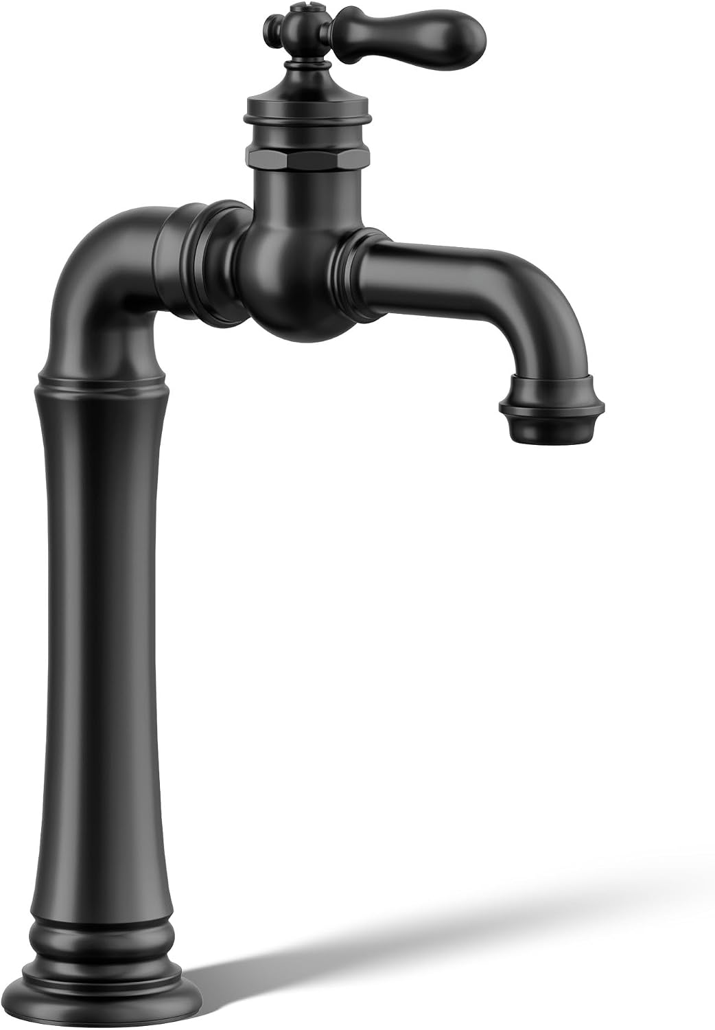 KOHLER K-72763-9M-BL Artifacts Gentleman's Single-Handle Bathroom Sink Faucet, 1.2 GPM, Vintage Inspired, Matte Black