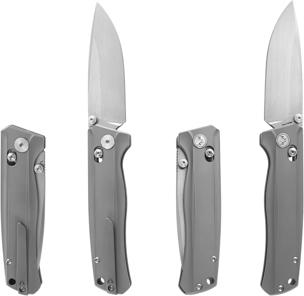 CMBMADEKNIVES CMB Braveman EDC Knife Folding Pocket knife with Clip for Men and Women Crossbar Lock Knife with S35VN Steel Blade Titanium Handle for Outdoors Camping Hiking-CMB-17 (CMB-17S)