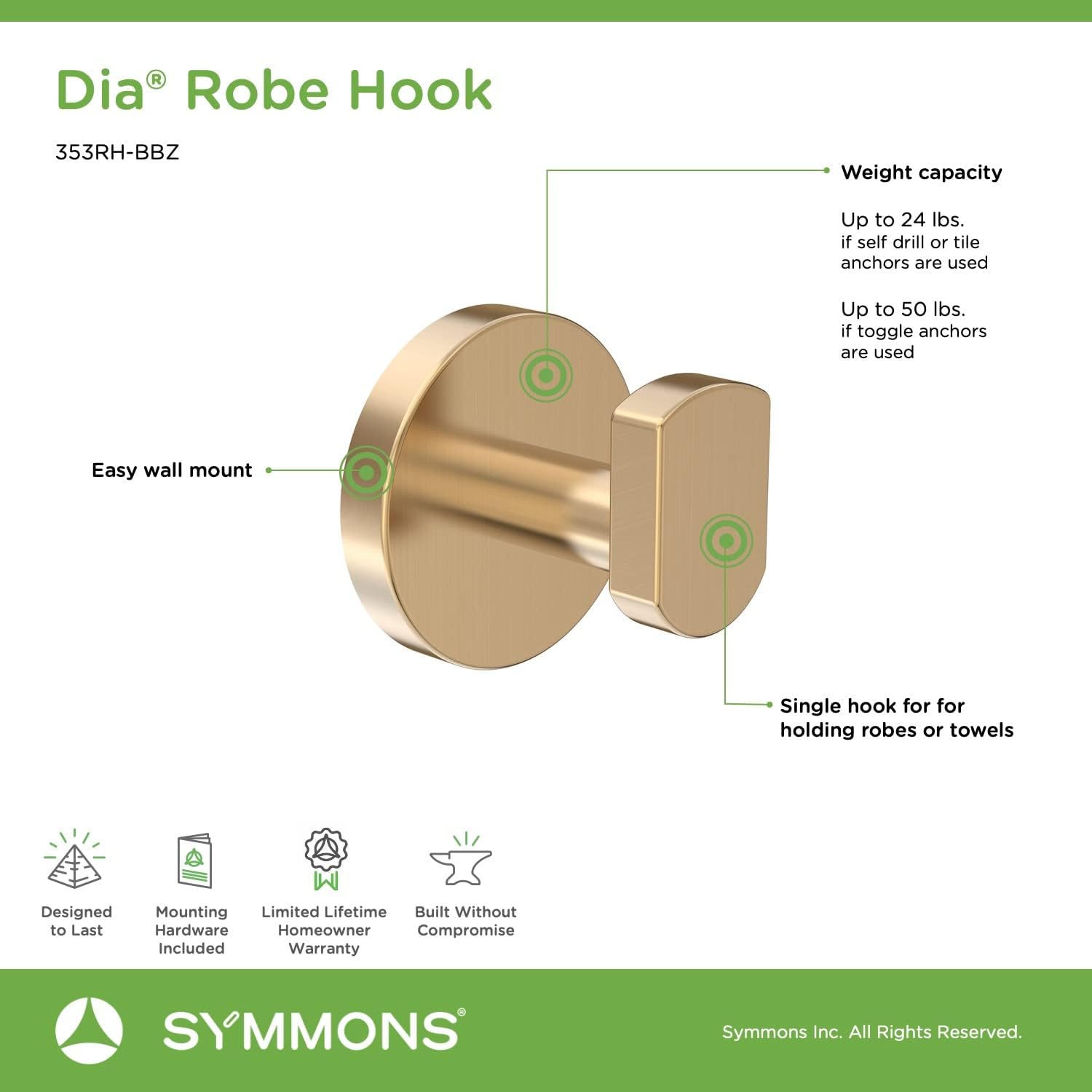 Symmons 35AC4BUNDLEBBZ Bathroom-Hardware, 4 Pieces, Brushed Bronze