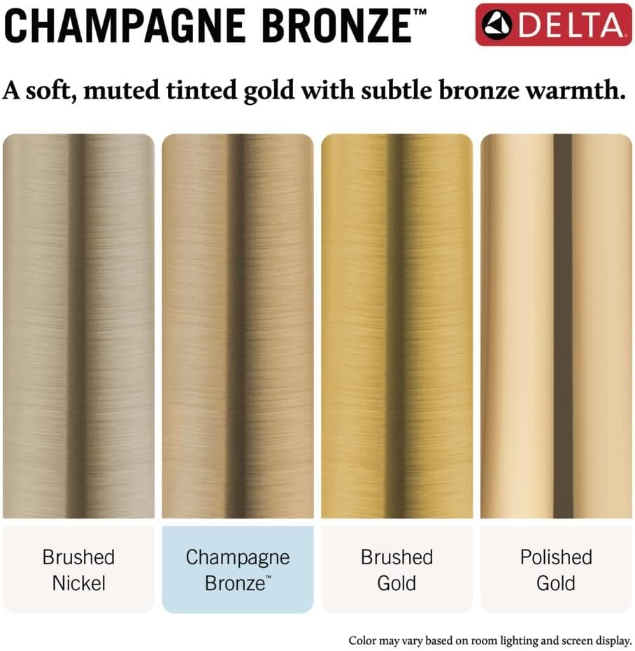 Delta Faucet Tetra Gold Single Hole Bathroom Faucet, Gold Single Handle Bathroom Faucet, Bathroom Sink Faucet, Diamond Seal Technology, Metal Drain Assembly, Lumicoat Champagne Bronze 589-CZ-PR-DST