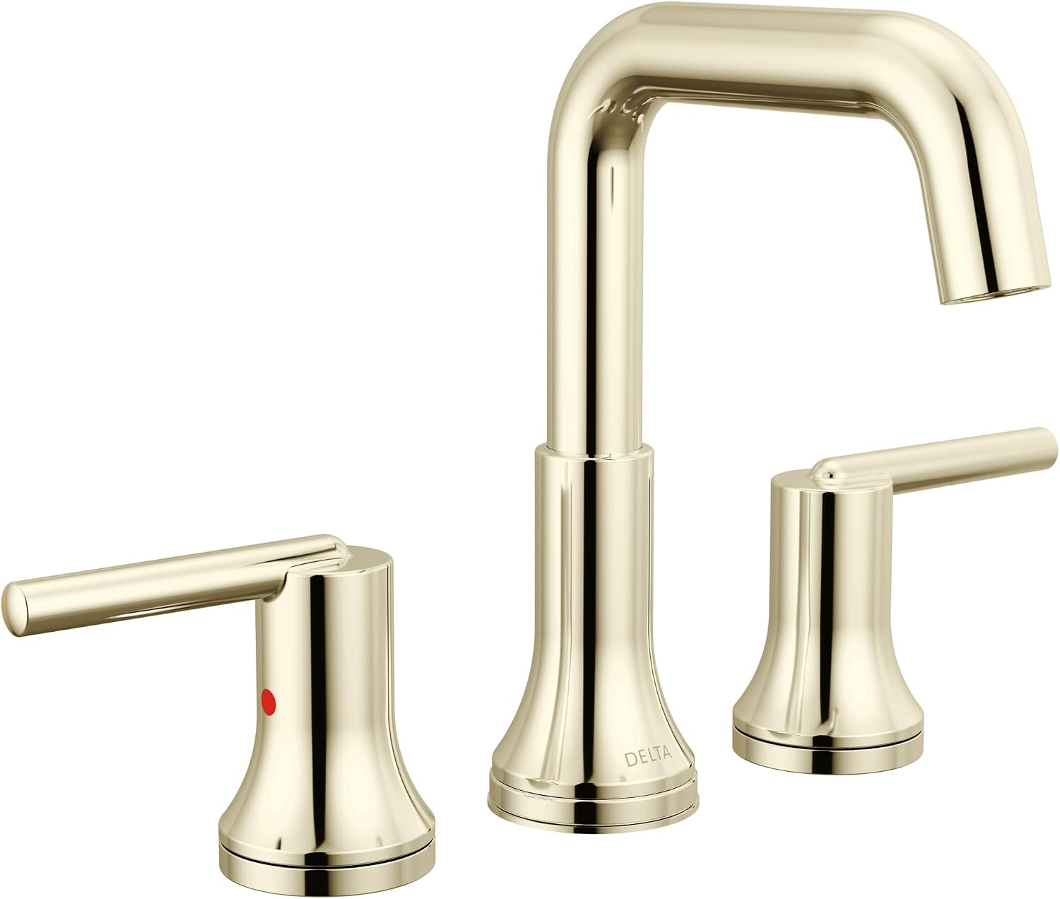 Delta Trinsic U-Spout Widespread Bathroom Faucet, Polished Nickel 3-Hole Bathroom Sink Faucet, Metal Push-Pop Drain Assembly, Polished Nickel 3554-PNMPU-DST