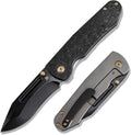 KANSEPT Superhawk Pocket Knives, 3.89'' Blackwash CPM S35VN Steel Sharp Blade, Titanium and Shred Carbon Fiber Handle, Thumb Stud for Edc and Outdoor, 9.03'' Camping Folding Hiking Knive K1084B2