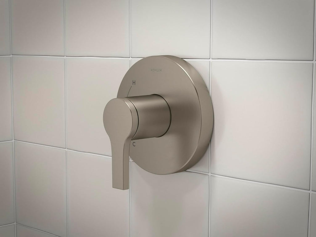 KOHLER TLS35322-4-BN, Elate Rite-Temp Bath and Shower Trim Kit with Push-Button Diverter, Vibrant Brushed Nickel, Stylish Bathroom Accessory, Corrosion-Resistant (Without Showerhead)