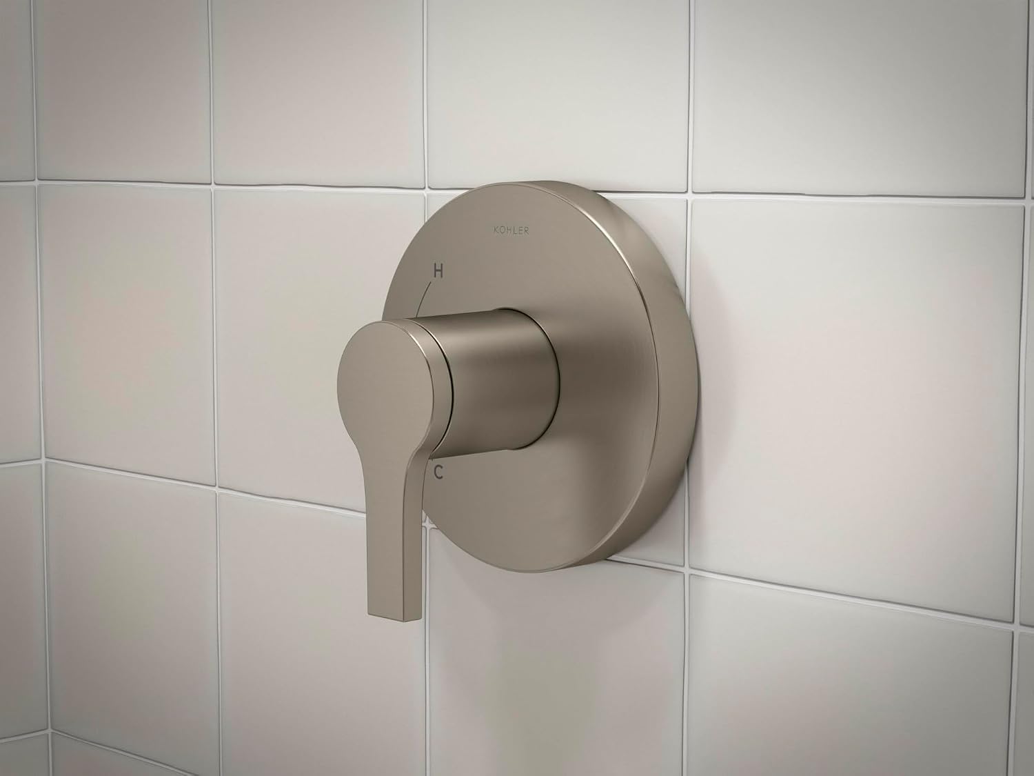 KOHLER TLS35322-4-BN, Elate Rite-Temp Bath and Shower Trim Kit with Push-Button Diverter, Vibrant Brushed Nickel, Stylish Bathroom Accessory, Corrosion-Resistant (Without Showerhead)