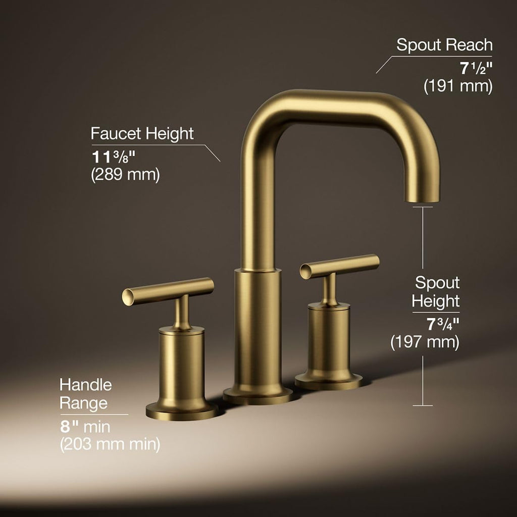 Kohler T14428-4-2MB Purist Deck-Mount High-Flow Bath Faucet Trim with Lever Handles, Valve Not Included, Vibrant Brushed Moderne Brass