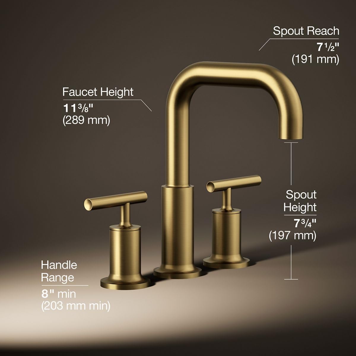 Kohler T14428-4-2MB Purist Deck-Mount High-Flow Bath Faucet Trim with Lever Handles, Valve Not Included, Vibrant Brushed Moderne Brass