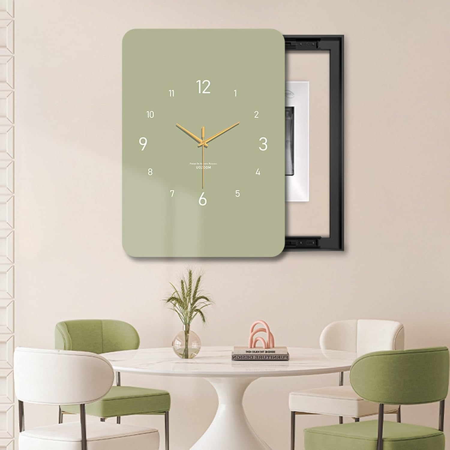Electrical Panel Cover Vertical Analog Clock Electrical Panel Cover, Stylish Breaker Box Cover for Office/Restaurant/Bedroom/Room Decor, Fuse Box Protective Cover(B,WXH-45 x 55CM-17.7x21.7)