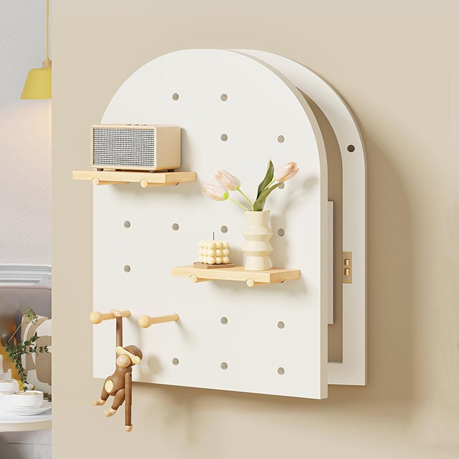 Decorative Fuse Breaker Box Cover, Wooden Electrical Panel Cover, Hide Electric Meter Box Decorative Painting, for Hotel, Kitchen and Bedroom(White 1,40 * 65cm/15.7 * 25.6in)