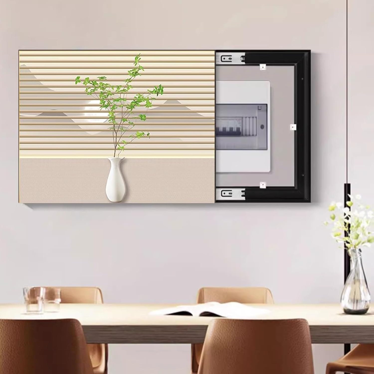 Plastic Breaker Box Cover Decorative Plate, Art Electrical Panel for Fuse Box Cover Replacement, Wall Mounted Circuit Distribution Boxs for Hide(Style/e,60x50cm(23 5/8x19 3/4'))