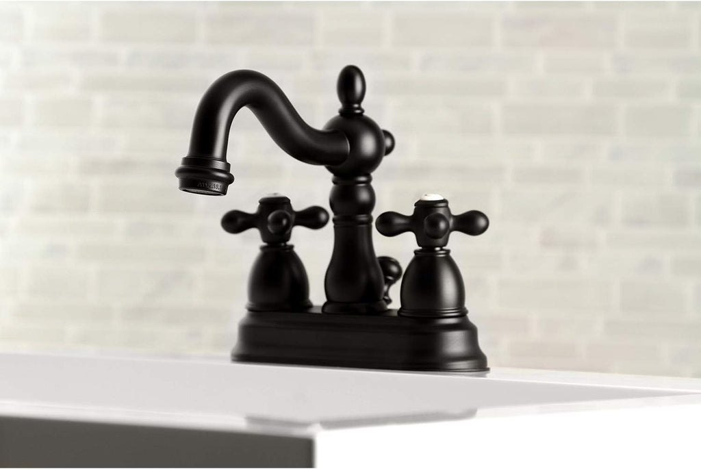 Kingston Brass KB1600AX Heritage 4 in. Centerset Bathroom Faucet, Matte Black