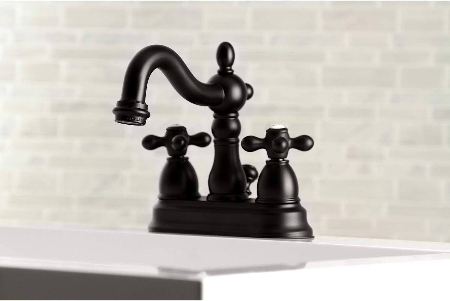 Kingston Brass KB1600AX Heritage 4 in. Centerset Bathroom Faucet, Matte Black