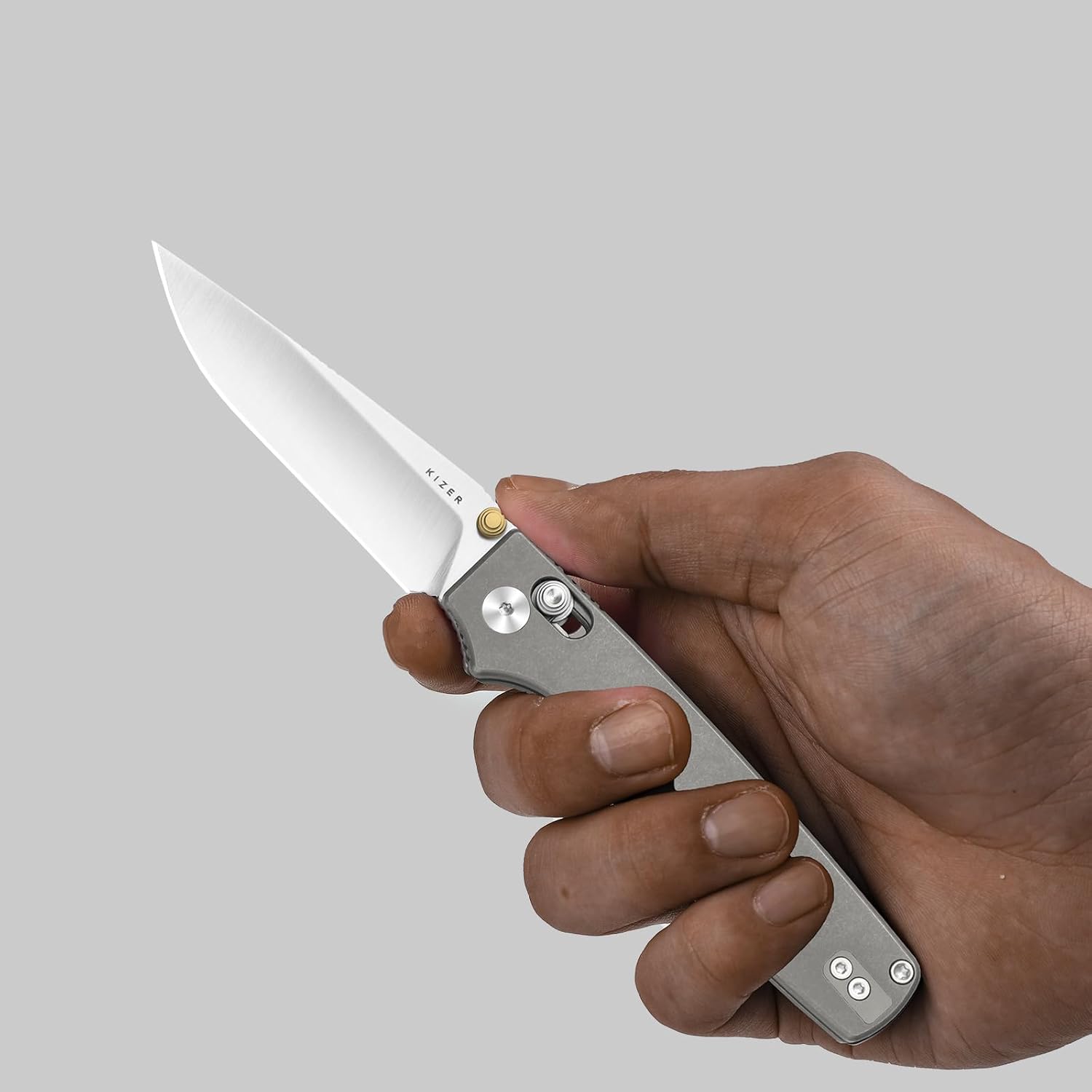 Kizer Original 2 EDC Pocket Knife, 3.17' S45VN Modified Drop Point Folding Knife with Titanium Handle, Thumb Stud Opener Clutch Lock, for Camping Hiking Fishing Ki3605.2MA1